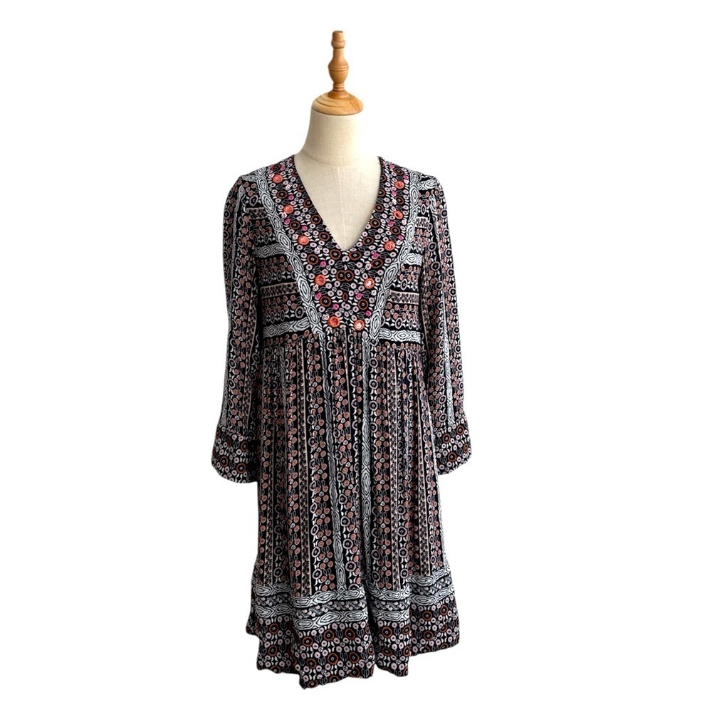 Anthropologie Maeve Naomi Multi Color Floral Embroidered Beaded Dress Size XS - Picture 2 of 13